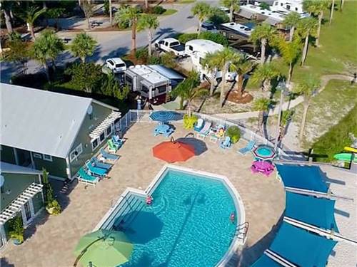 Aerial view of the pool area at SANTA ROSA WATERFRONT RV RESORT