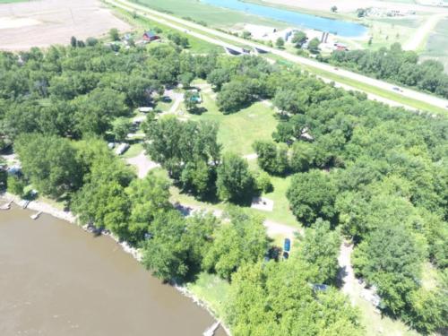 Aerial shot of sites at Crow Valley Campground