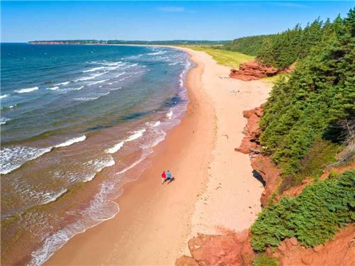 High level view of people walking on shoreline at PEI PROVINCIAL PARKS