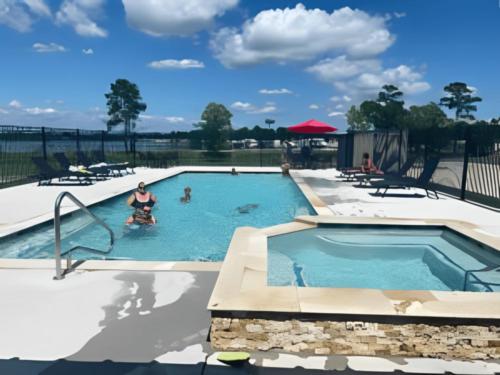 Pool area at Boomtown USA RV Resort
