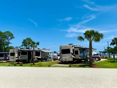 RVs parked in large sites