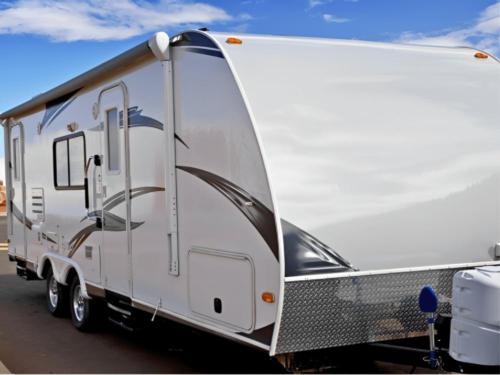 Parked trailer at site Greenlake RV Resort