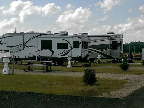 Two trailers at Harbor Cove RV Resort