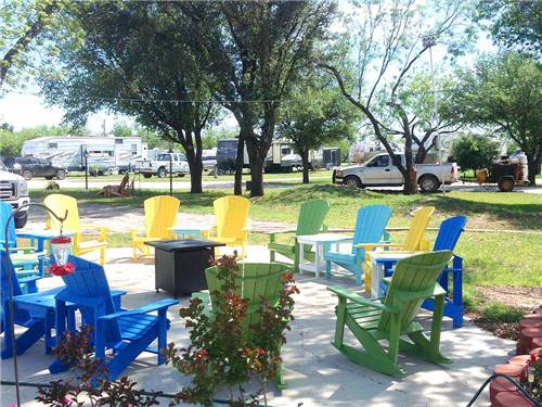 Patio area with outdoor seating at CONCHO PEARL RV ESTATES