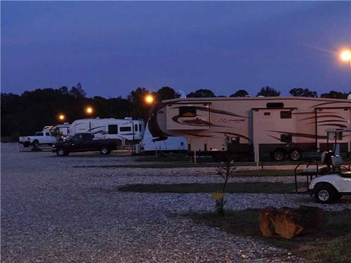 A row of gravel RV sites at RV CORRAL