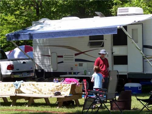 Parked trailer with panic table at Bedford Creek Campground & Marina