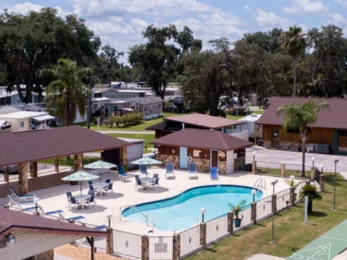 Pool area at Webster RV Resort