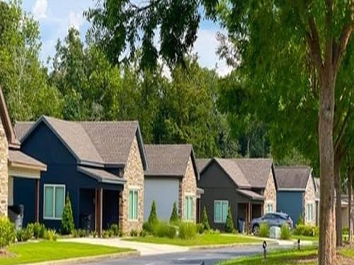 A row of rental cabins