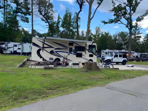 RV parked at site Spacious Skies Belle Ridge