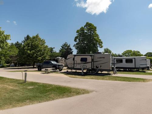 Trailer's parked at site Yogi Bear's Jellystone Park at Keystone Lake