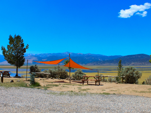 Tent site with covered area