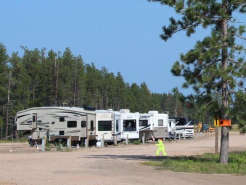 RVs near trees at Chocolay River RV & Campgrounds