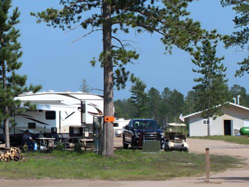 Parked trailer at site Chocolay River RV & Campgrounds