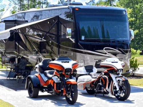 RV with motorcyles