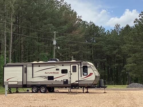 Travel trailer at a gravel site