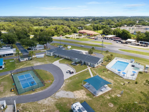 Aerial view of the park at Ridgecrest RV Resort