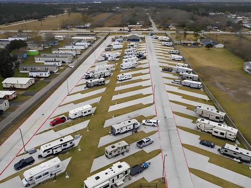 Aerial view of sites at Texas RV Park