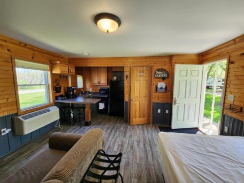 Cabin interior at Lake Road Campground