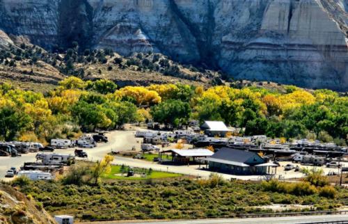 Parked RV's at site Bryce Valley Ranch RV and Horse Park