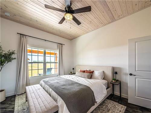Bright bedroom inside of one of the rentals