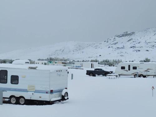 RVs in the snow