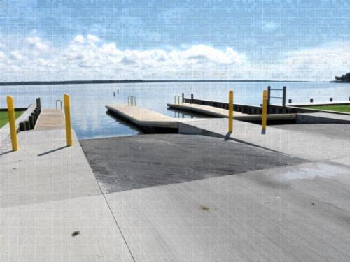 Boat docking area at site Fulchers Landing Campground