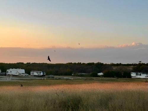 Parked trailers at site Cherokee Creek RV Park