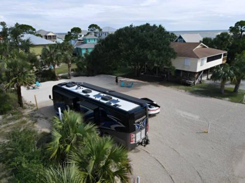 An RV site amongst houses