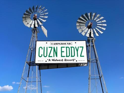 Welcome sign at Cuzn Eddyz Campground
