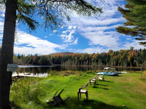 Chairs by the lake dock