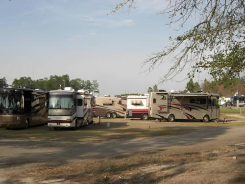 Parked RV's at site Moultrie RV Park