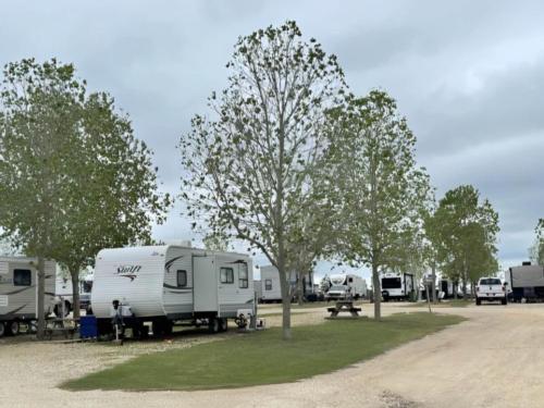 Parked trailers at site East Austin RV Park