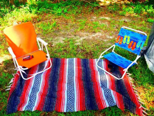 Bright colored chairs at Nowhere Campground and RV Park