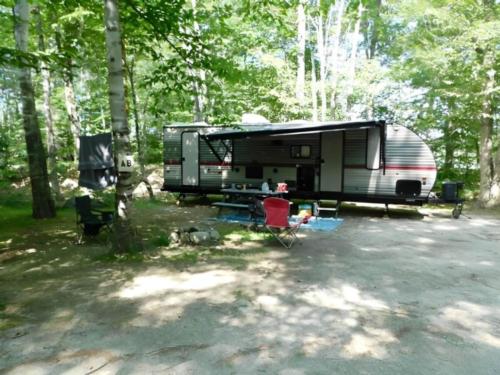 Parked trailer at Big Moose Inn Cabins and Campground