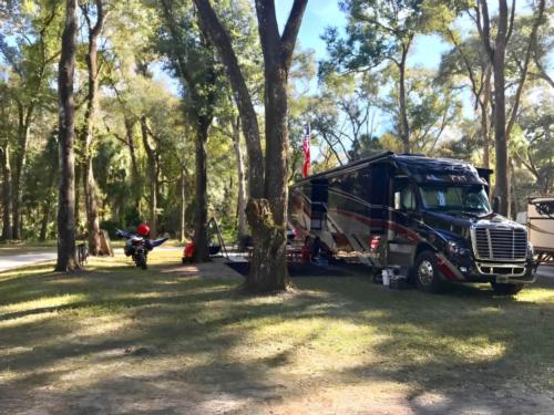 RV parked at site Trails End RV Park