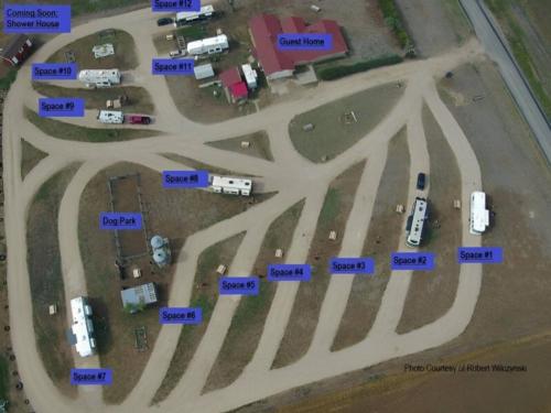 Overhead view at site The Silos at Canyon RV Park