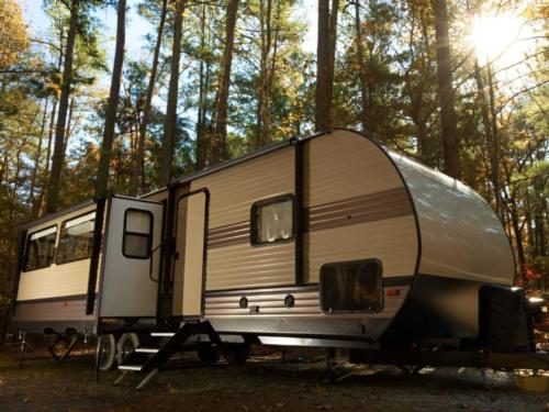 Camper among the trees