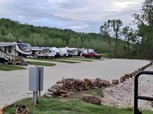 Parked trailers at site Little Sinkin Creek RV Resort & UTV Campground