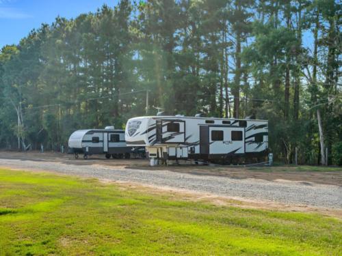 Parked trailer at site The Joshua on HWY 61