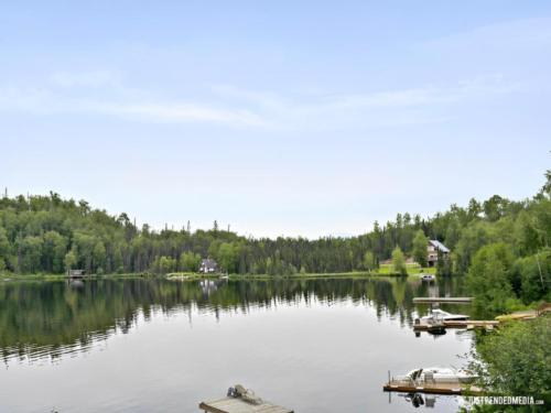 View of the lake and boat docks