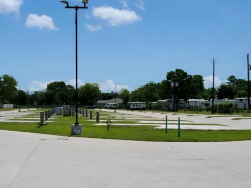 Parked travel trailers at site Jackie's Place RV Resort