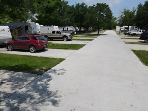 Trailers parked at site East Park Village RV Park