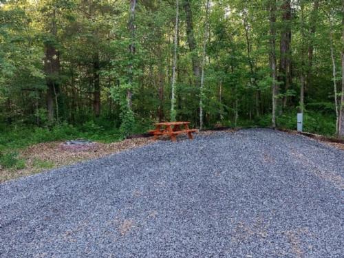 Picnic table at RV site at Soggy Bottoms Campground