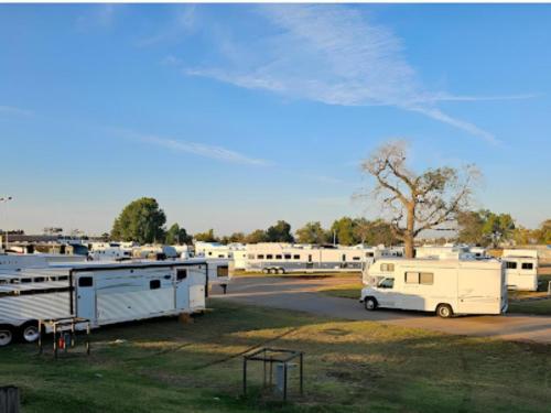 Parked RV's and trailers at site OKC Fairgrounds