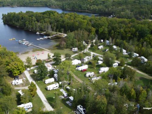 Overhead view at site Tiny Village Woodland