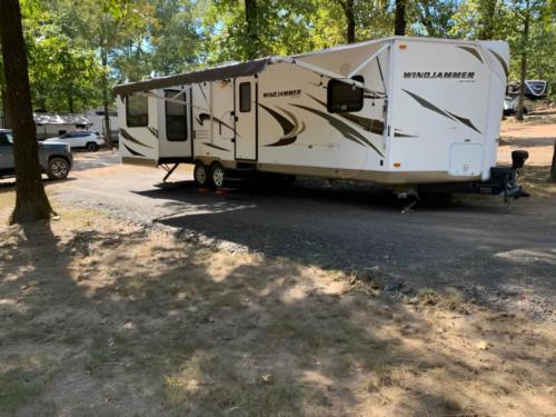 Parked trailer at site Ohana Celebration Park