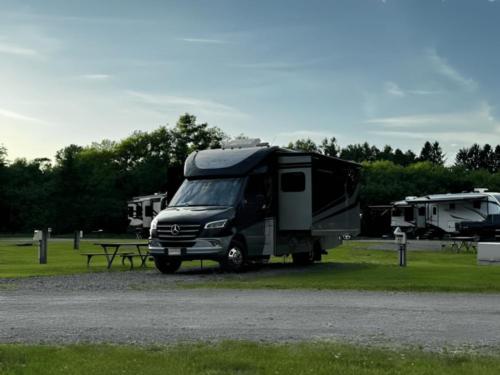 Parked RV at site Smugglers Notch RV Village