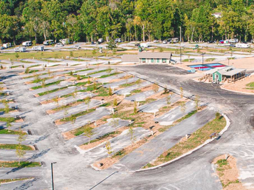 Empty sites at Uncle Jim's River Cove Campground