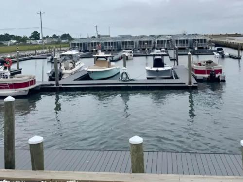 Boats docked at site BluFin Bungalows & Marina