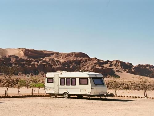 Parked trailer at site Capitol Reef RV Park & Glamping